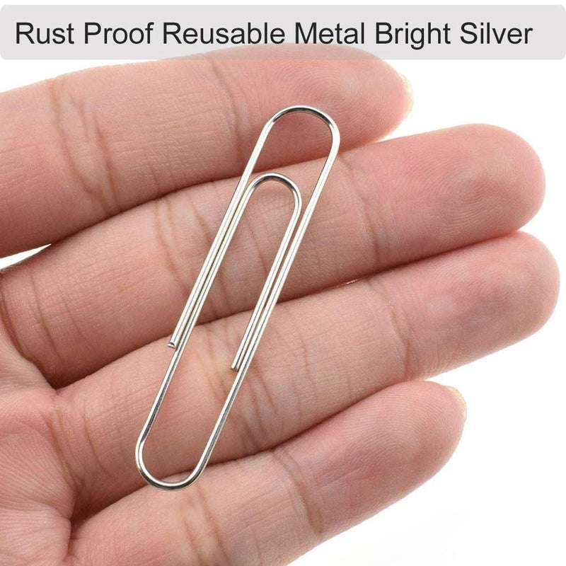 Vinaco Paper Clips Smooth Silver, Medium and Jumbo Paper Clip (1.3 inch & 2.0 inch), Durable and Rustproof, Coated Paper Clips Great for Office School and Personal Use - Image 4
